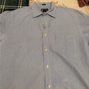 J. Crew Haberdashery Men's Light Blue Pinstripe Dress Shirt 16-16.5, 2-ply